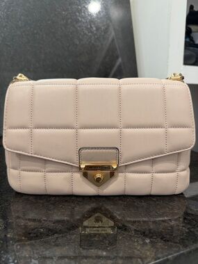 Michael Kors Quilted Pale Pink Shoulder Bag with Gold Hardware
